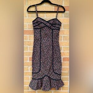 Vintage y2k Betsey Johnson Fitted Flare Ruffle Floral Slip Dress Size 2